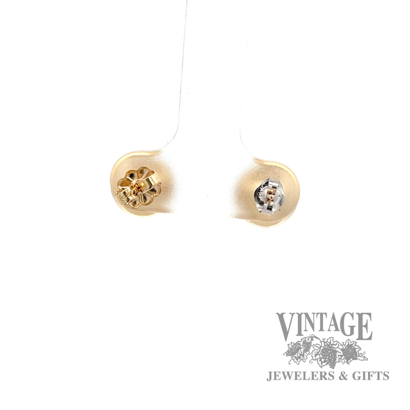 Round stud 14k yellow gold earrings back
