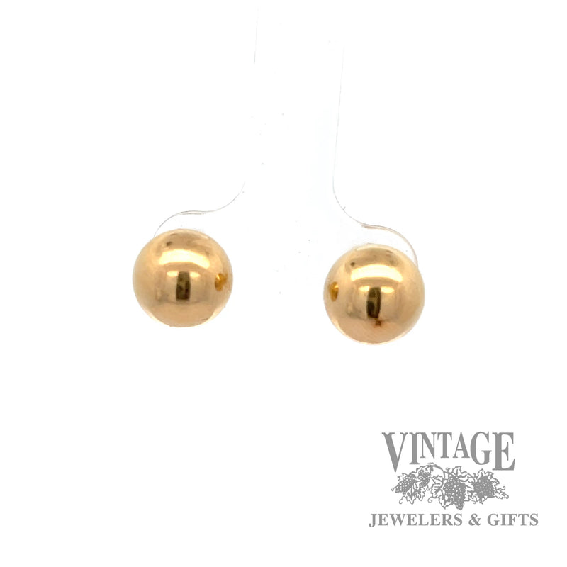 Round stud 14k yellow gold earrings 