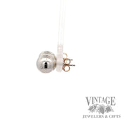 Round stud 14k white gold earrings left