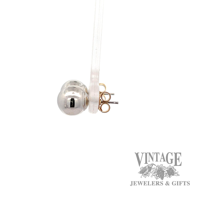 Round stud 14k white gold earrings left