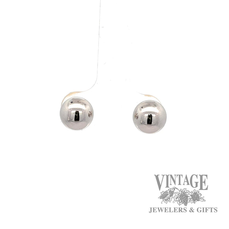 Round stud 14k white gold earrings