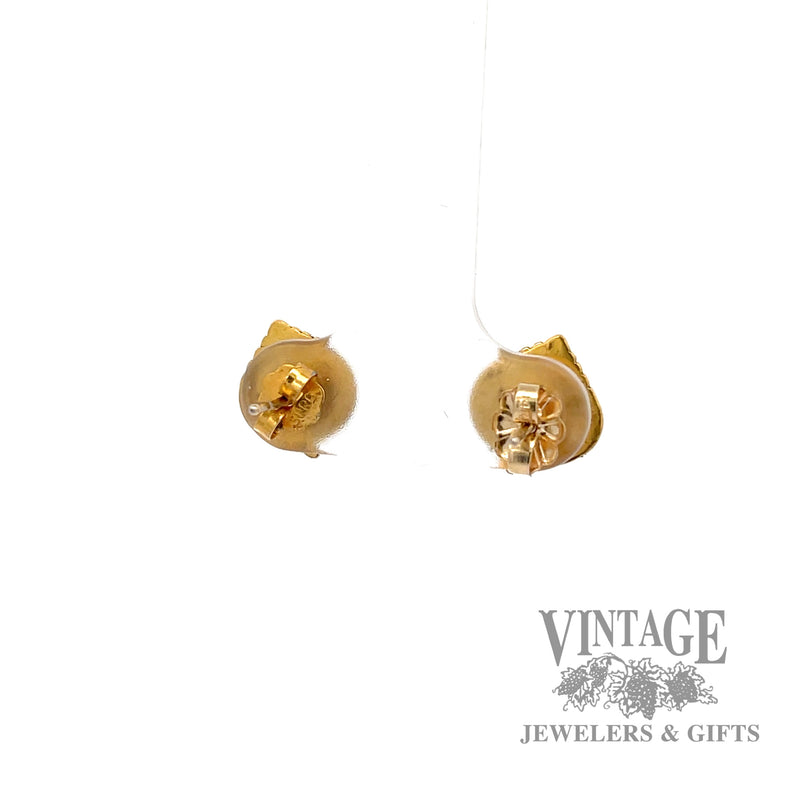 Leaf Shaped 10k yellow gold earrings back