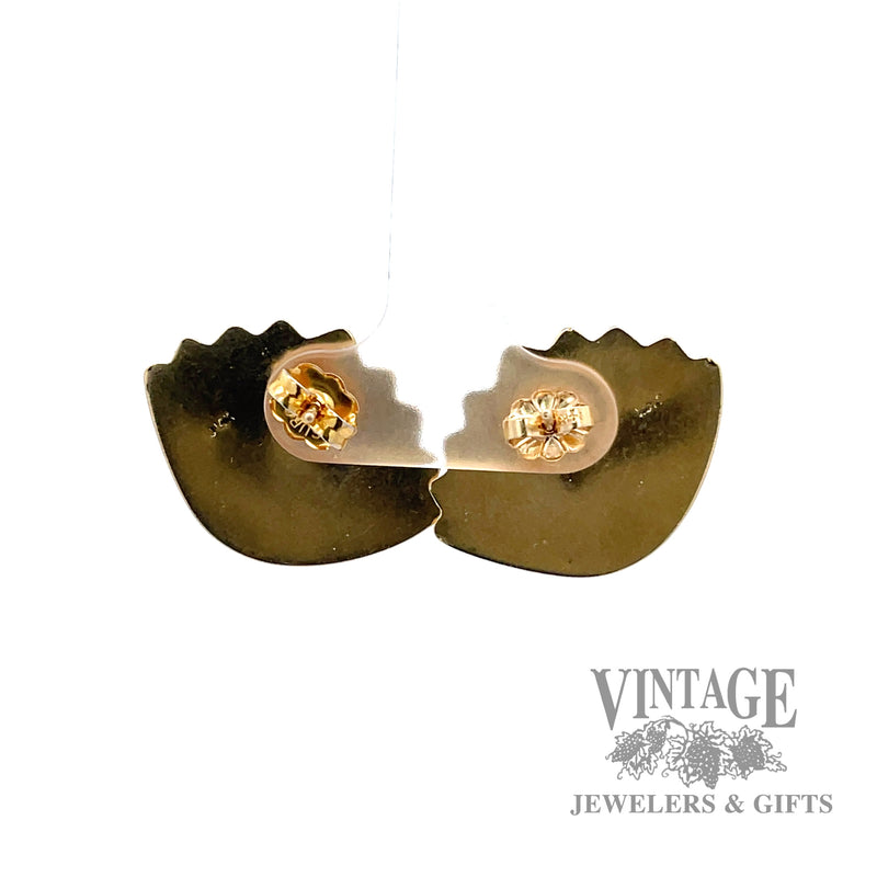 Puffed  Sea Shell 14k yellow gold earrings