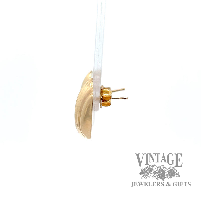 Puffed  Sea Shell 14k yellow gold earrings