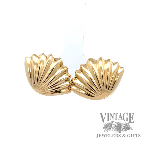 Puffed  Sea Shell 14k yellow gold earrings