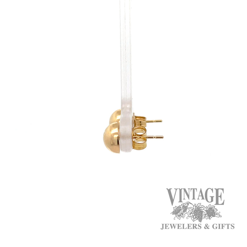 Half round 14k yellow gold stud earrings left