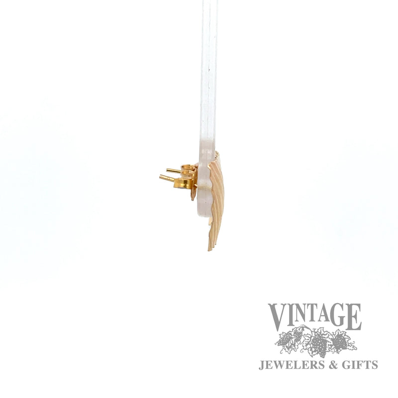 Square w/ Fluting 14k yellow gold earrings left