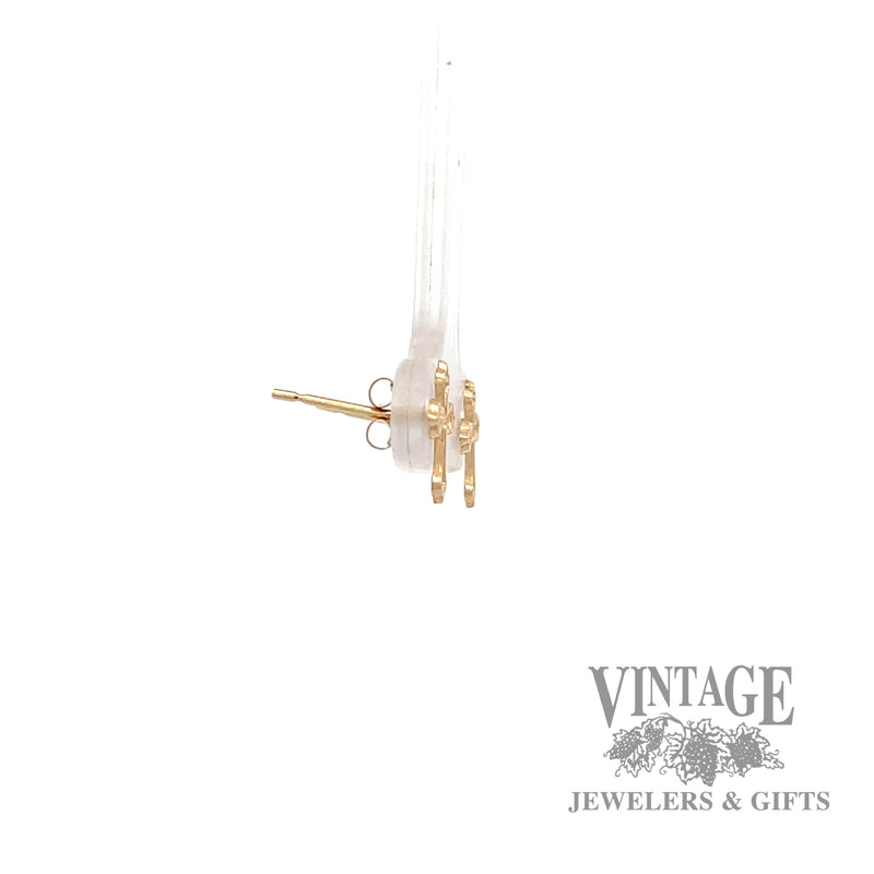 Cross shaped 12k yellow gold earrings left