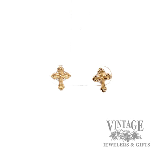 Cross shaped 12k yellow gold earrings