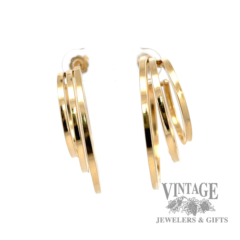 Multi Hoop 14k yellow gold earrings back 