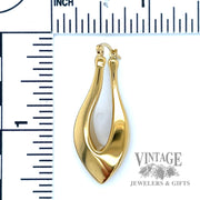 Puffed Droplet 17k yellow gold hoop earrings scale