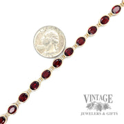 Tennis Link w/ Red Garnets 14k gold Bracelet top scale