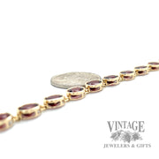 Tennis Link w/ Red Garnets 14k gold Bracelet scale