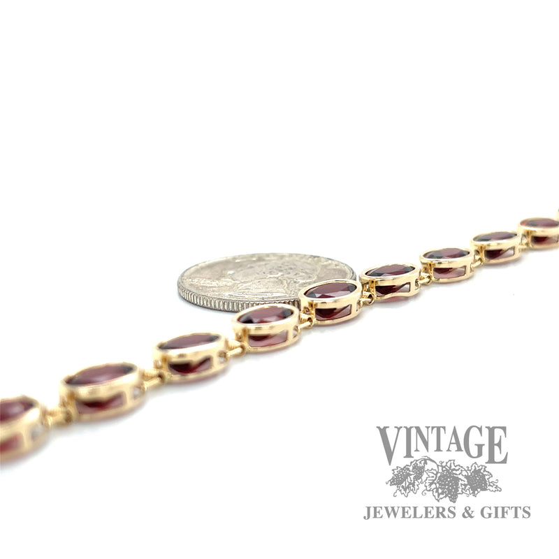 Tennis Link w/ Red Garnets 14k gold Bracelet scale