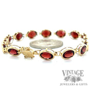 Tennis Link w/ Red Garnets 14k gold Bracelet side