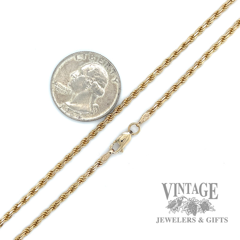 20.5" Rope 14k yellow gold Chain scale