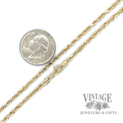 30" 14k gold Rope Chain scale