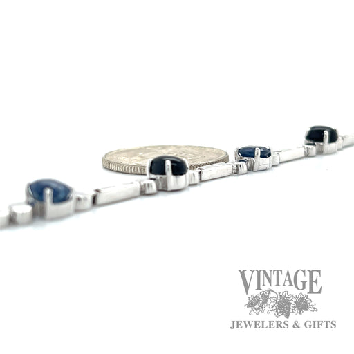 Fancy Tennis link 18k white gold necklace side