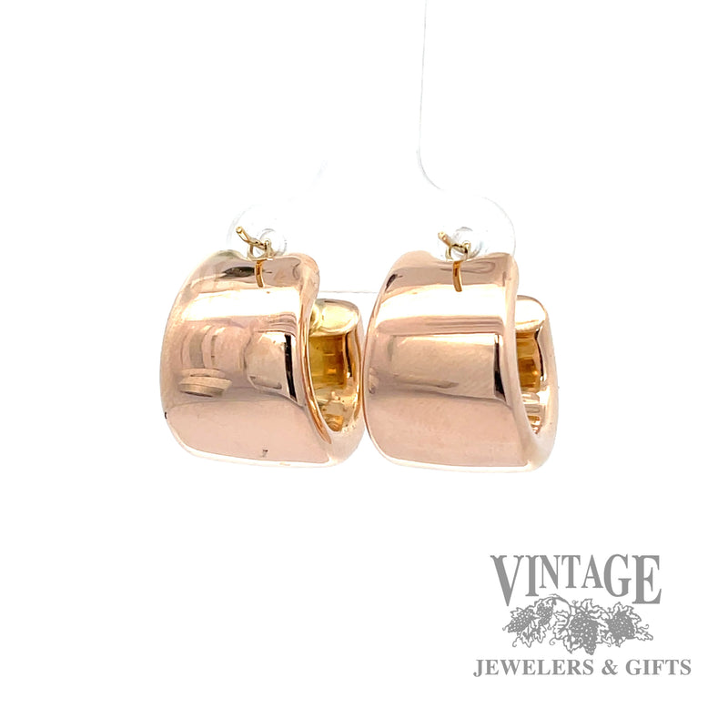 puffed hoop 15k rose gold earrings back