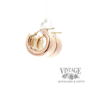 puffed hoop 15k rose gold earrings left