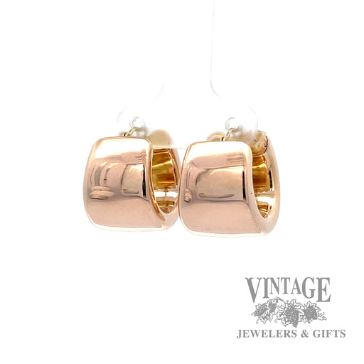 puffed hoop 15k rose gold earrings 