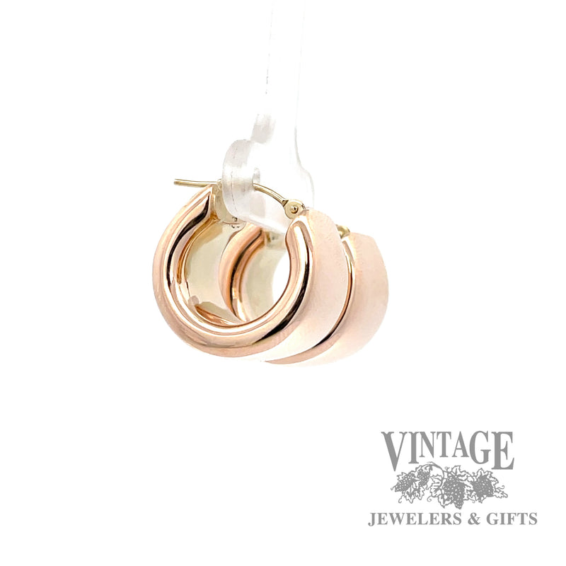 puffed hoop 15k rose gold earrings right