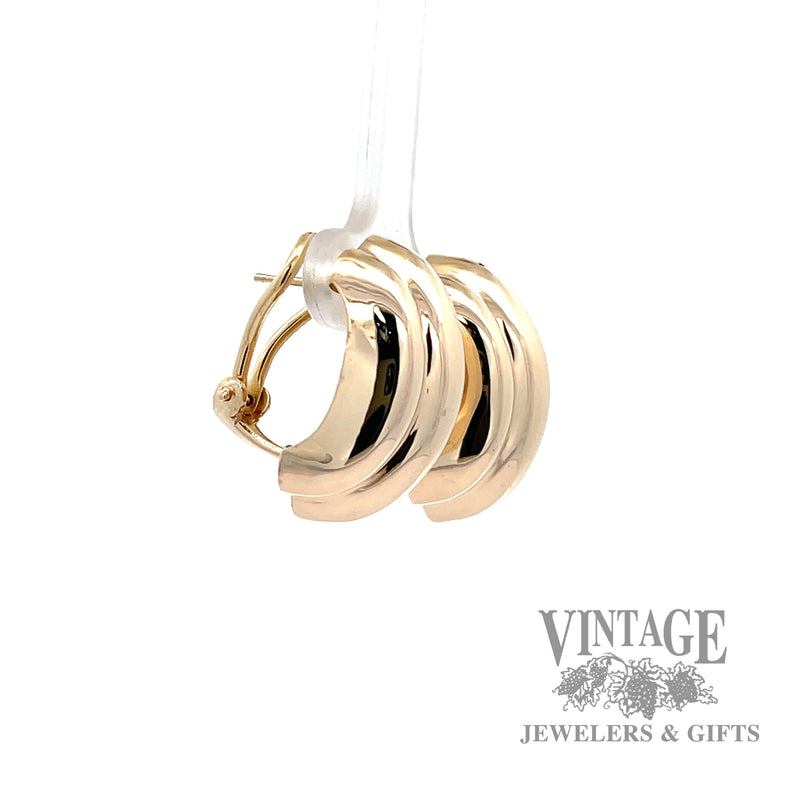 Riveted Dangle 14k gold earrings right