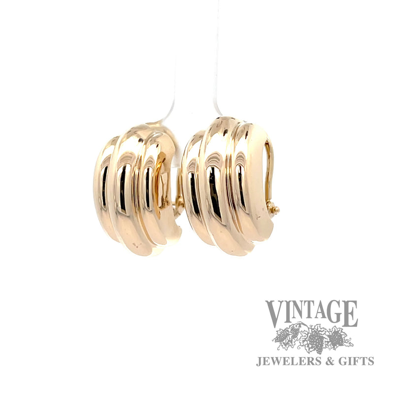 Ribbed Dangle 14k gold earrings