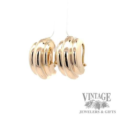 Ribbed Dangle 14k gold earrings