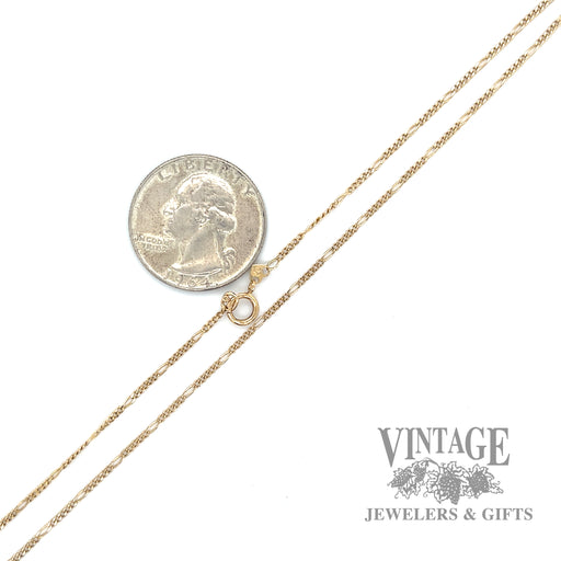 24" figaro 14k gold necklace scale