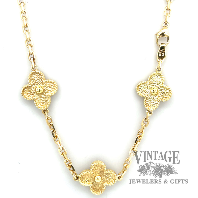 Flower shaped cable 18k gold link chain