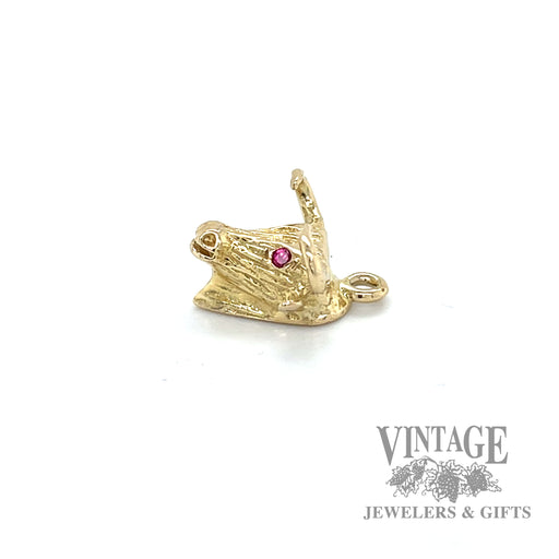 Bull shaped 12k gold pendant side