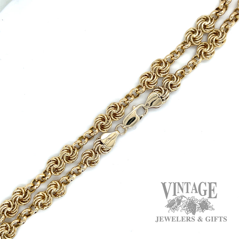 24” Fancy Rolo link gold necklace 