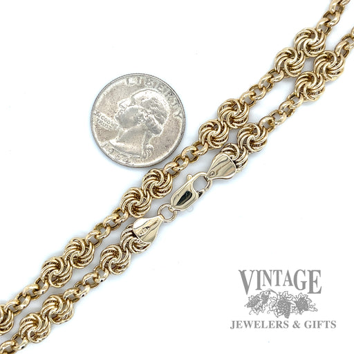 24” Fancy Rolo link gold necklace scale