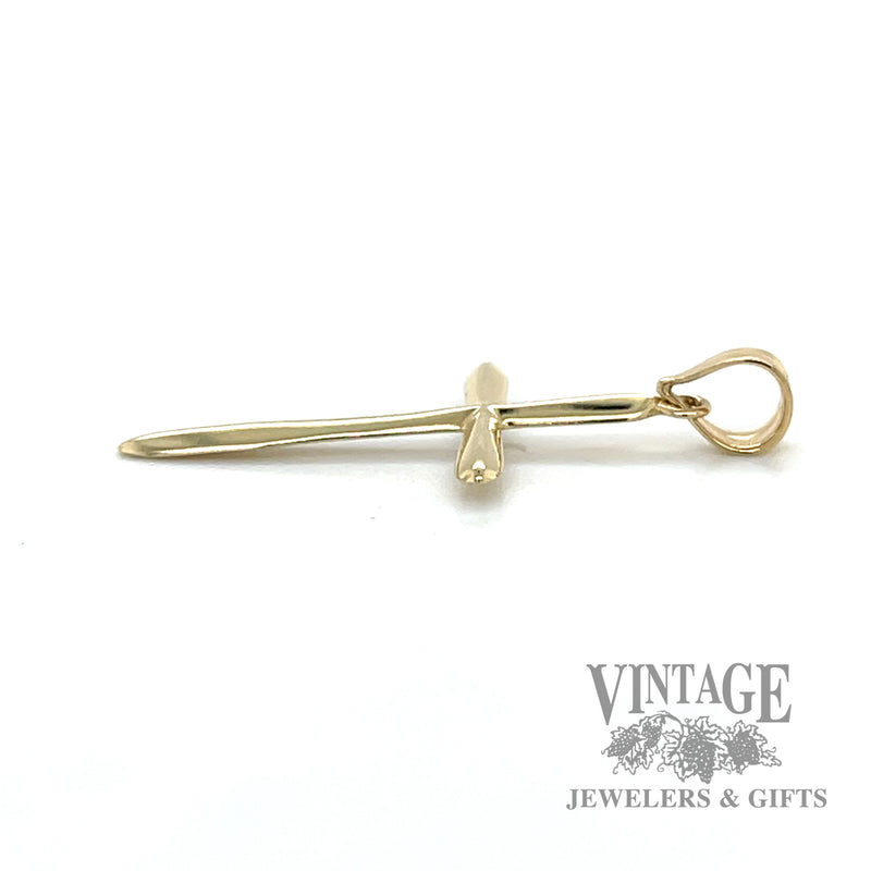 Cross 14k gold pendant side