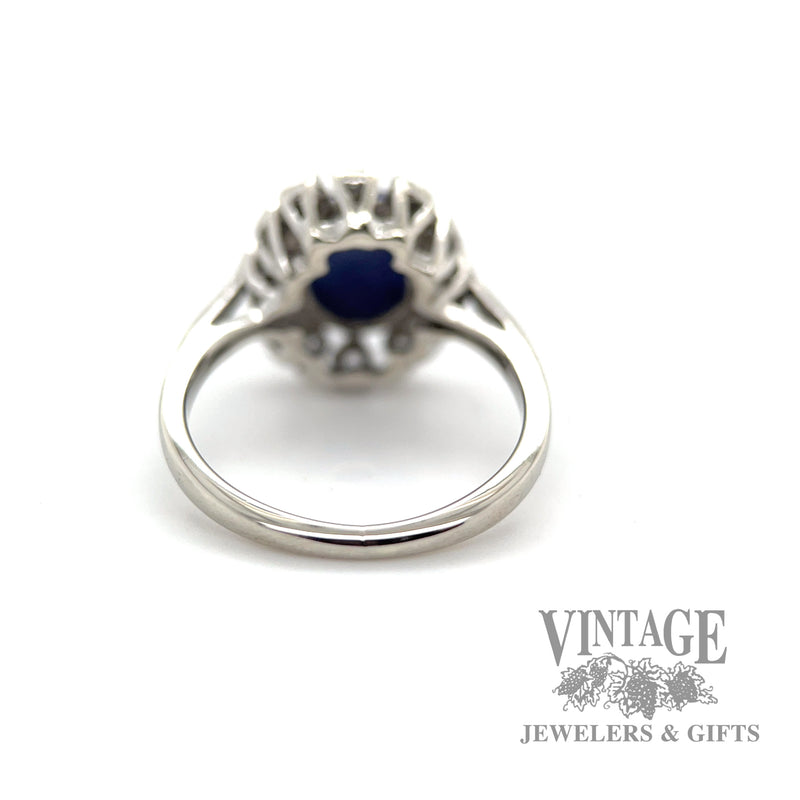 star sapphire and diamond halo 14k white gold ring back