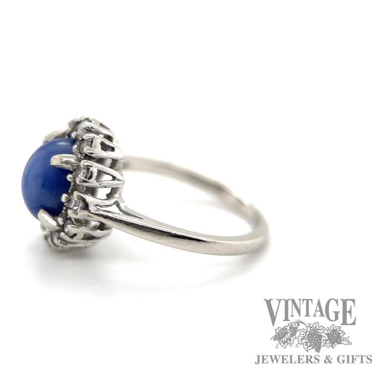star sapphire and diamond halo 14k white gold ring left