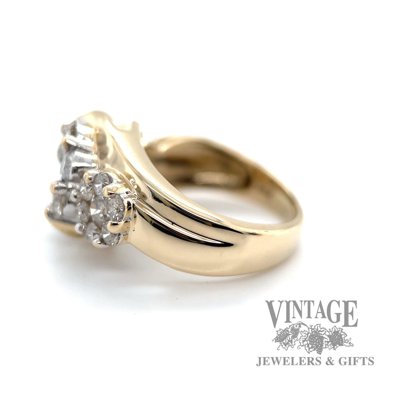 Bypass 3 stone accented 14k gold ring left