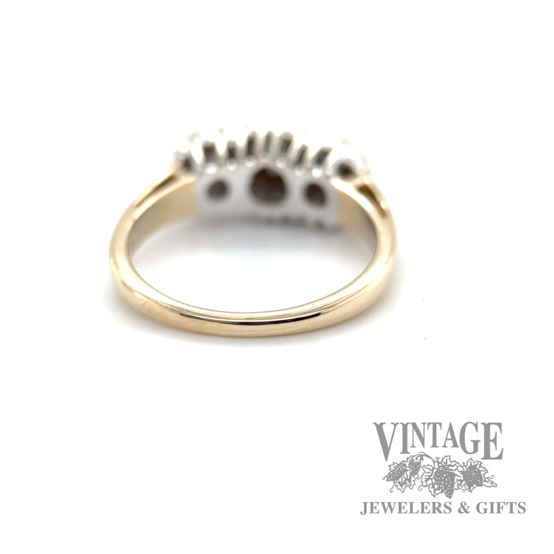 triple halo style 14k gold diamond ring back
