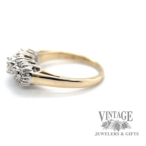 triple halo style 14k gold diamond ring left