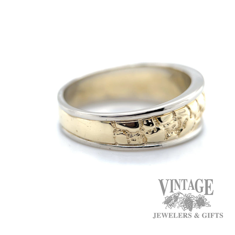 two toned textured 14k gold ring left