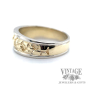 two toned textured 14k gold ring left