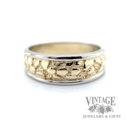 two toned textured 14k gold ring