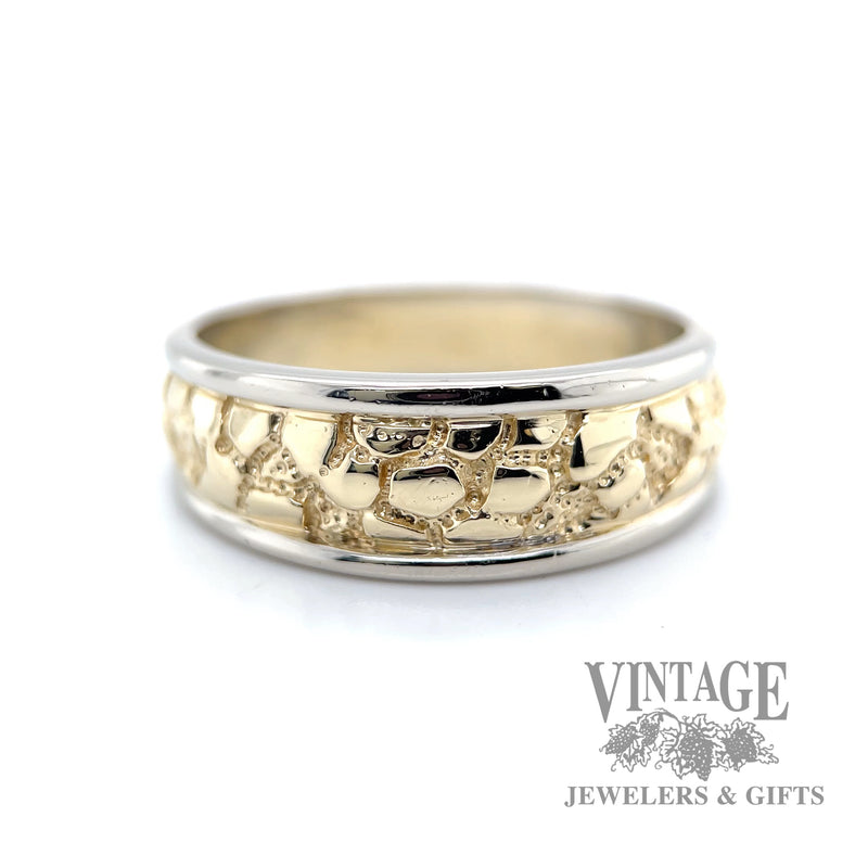 two toned textured 14k gold ring
