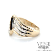 Multiband 13 karat gold two tone diamond bypass ring left