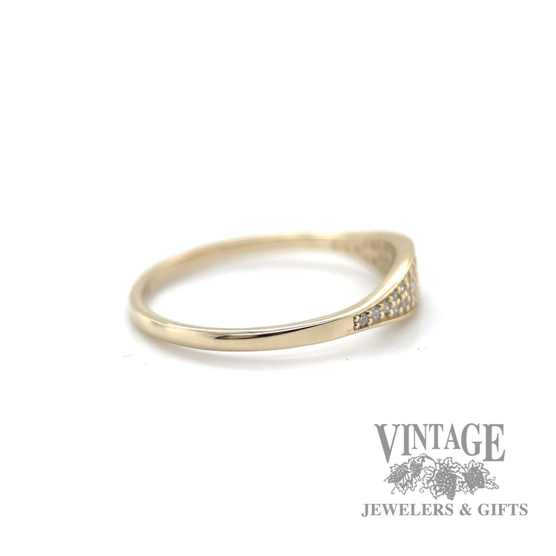 Petite diamond pave 14k gold ring band right