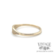Petite diamond pave 14k gold ring band left