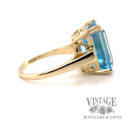Emerald cut Swiss Blue Topaz 14k gold ring right