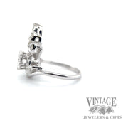 Botanical motif cluster 14k white gold diamond ring left