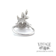 Botanical motif cluster 14k white gold diamond ring back
